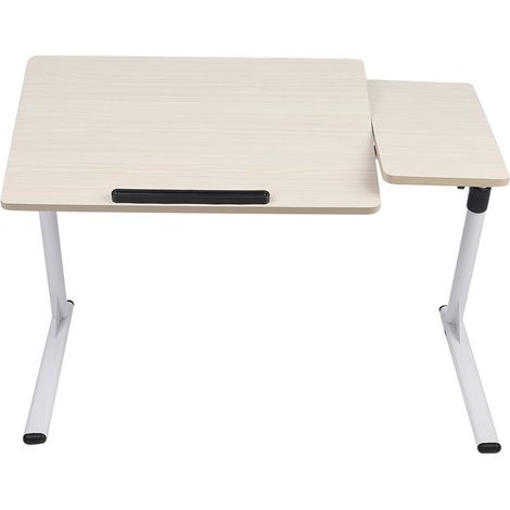 Tableau de lecture pour ordinateur portable réglable en hauteur, dessus de lit et de bureau, couleur érable blanc (1/5)