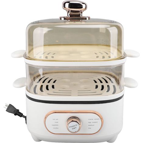 Marmite à vapeur électrique à 2 niveaux 1200W 10,5l, cuiseur polyvalent empilable chaud avec plaque de cuisson à la vapeur pour soupe nouilles avoine prise américaine 110V (1/5)