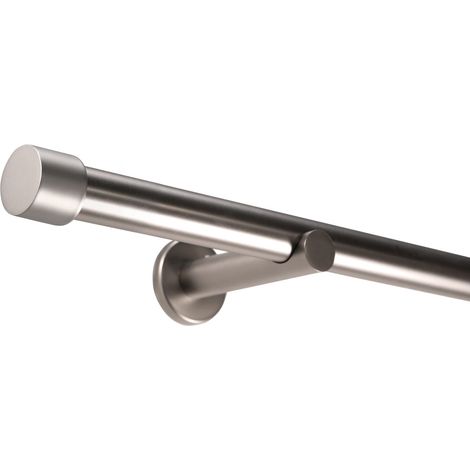 Gardinenstange auf Maß 25mm 1-läufig Edelstahl-optik mit Kappe - Serie Style 120cm