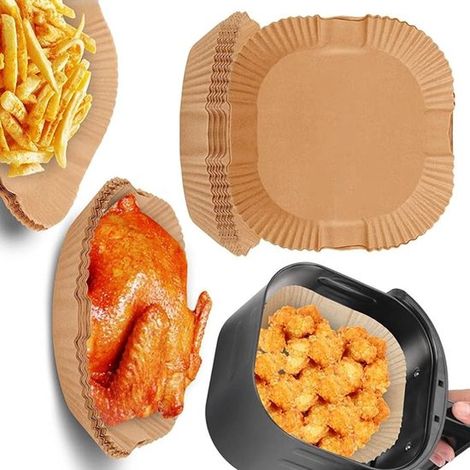 Backpapier für Airfryer Quadratisch 100 Stück BPA frei für Airfryer XL (8 l) Einwegschalen (1/5)