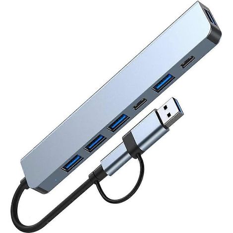 USB-C-Hub-Splitter 7-in-1-USB-Extender mit 4 USB-Anschlüssen und 2 USB-C-Anschlüssen (1/5)
