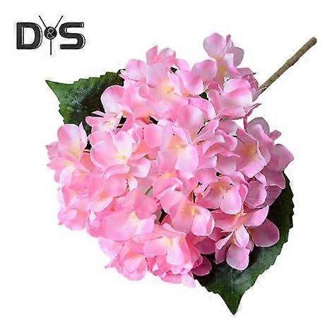 Hortensia artificiel avec tige à feuilles vertes, fleur artificielle réaliste, centre de table pour mariage, maison ou bureau, composition florale. Branche de fleurs artificielles.rose foncé (1/5)