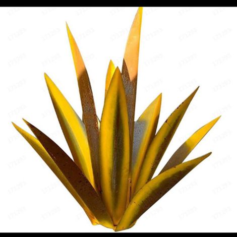 Adorno decorativo de hierro forjado en color oro que representa una planta de agave, con temática de tequila, para el hogar o el jardín (27 cm). (1/5)