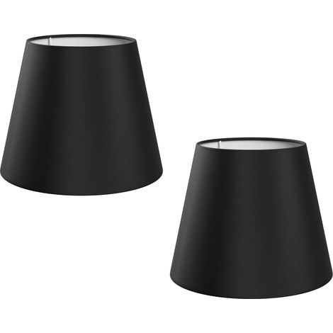 2 Pièces Abat-jour, Lin Noir, 200mm, Anneau Réduction 29mm, Pour Lampe Table Plafonnier