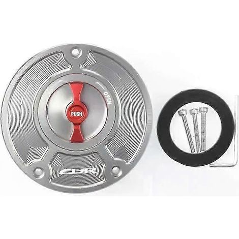 CNC-gefräster, schlüsselloser Tankdeckel aus Aluminium für Honda CBR 600 F4 F3 F2 (1991–2008) – Motorradzubehör – Silbernes und rotes Logo (1/5)