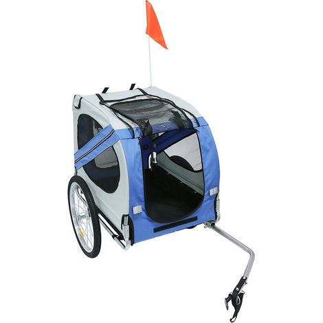 Remorque vélo pour Chien Pliable,Chariot Animal Compagnie,Vélo,137 x 73 x 90cm,Noir rougeâtre,gris bleu (1/5)