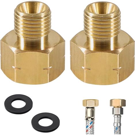 Lot de 2 adaptateurs de gaz GPL en laiton - 3/8" IG x 1/4" AG - Raccords de tuyau de gaz - Pour réchaud à gaz, réchaud de camping (1/5)