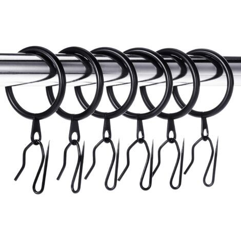 30 anelli in metallo e 30 ganci a spillo per tende, diametro interno 30 mm (nero) (1/5)