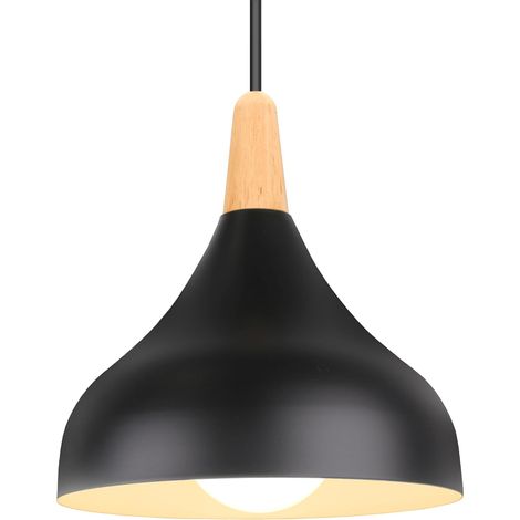 Lustre Suspension Rétro Suspension Luminaire Moderne Style Goutte Chapeau Plafonnier E27 Métal Lampe Suspension pour Chambre Salle à Manger Cuisine, Ø 20CM (Noir 1 Pack) (1/4)