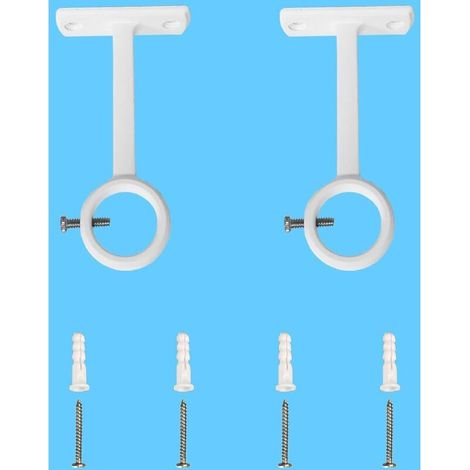 2 supports de tringle à rideaux, fixation de tringle à rideaux, support de tringle à rideaux mural et plafond, blanc (1/5)