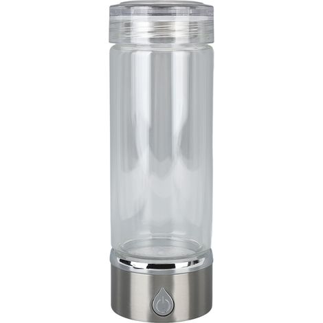 Bouteille d'eau riche en hydrogène portable et rechargeable, couleur argent, idéale pour la maison, les voyages et le bureau. (1/5)