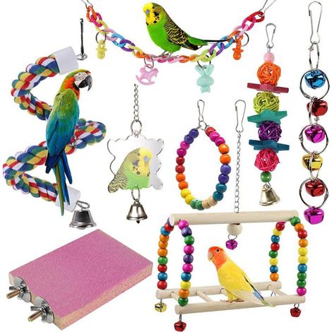 Bardusch-Clochette hamac-balançoire en bois pour perruches, conures, inséparables et pinsons (1/4)