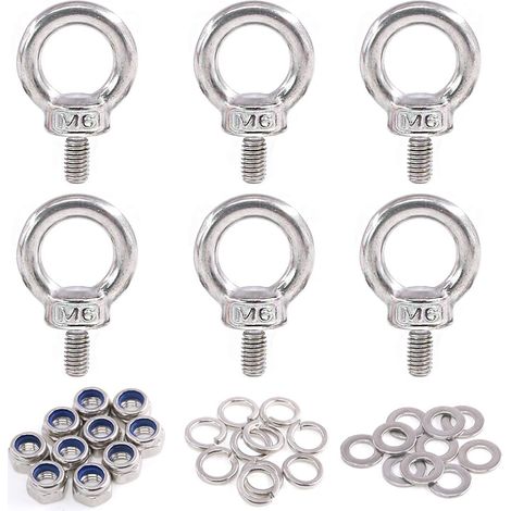 Boulon à œil M6 - 36 Pièces - Acier Inoxydable 304 - Levage Lourd - Industrie et Marine (1/5)