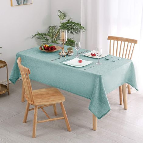 Tischdecke Leinenoptik 135x180 cm wasserabweisend rechteckig Türkis