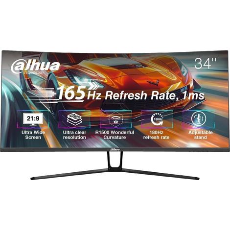 Monitor LCD, DAHUA, 34 ", 3440 x 1440 píxeles, UltraWide Quad HD, Relación de aspecto nativa 21:9, LCD, Curvo (1/5)