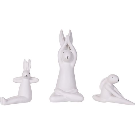 Conjunto 3 figuras decorativas acabado blanco cerámica Pascua hecho a mano yoga decoración de mesa Brest (1/5)