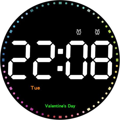 Longziming - Horloge murale numérique LED 25,4 cm – Horloge numérique – Grands chiffres – Heure, date, température – Minuteur et rappel de jours fériés avec télécommande – Pour la maison et le bureau (1/5)
