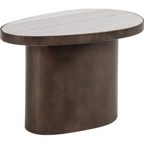 Table d'appoint ovale en marbre marron - marron et marbre clair (1/5)