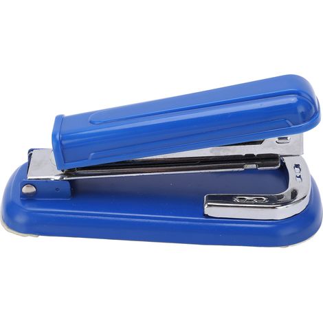 Agrafeuse de bureau bleue, portable à 360°, avec tapis antidérapant et design ergonomique pour un confort optimal. Capacité de 20 feuilles. 100 agrafes. (1/5)