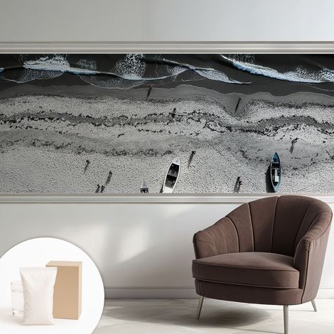Papier peint intissé mural avec imprimé motifs uniques apparence moderne - Colle incluse gratuite Calme de la plage 250x104 cm (1/5)