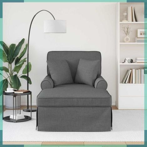 Chaise longue - 42022940 - 1 place - Tissu gris foncé - Coussin siège amovible zippé (1/5)