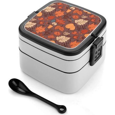 Boîte à lunch pour adulte avec cuillère, joli contenant double (1/5)