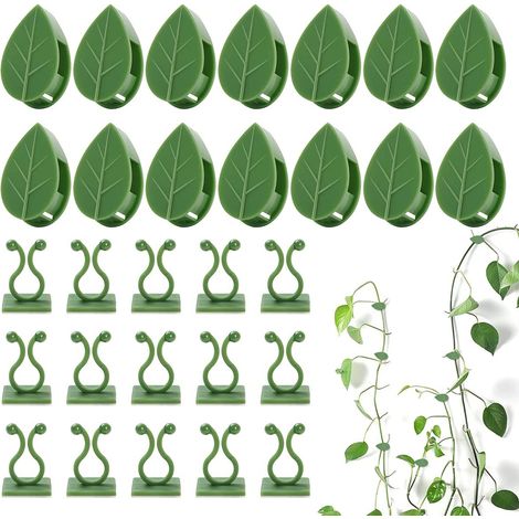 Clip Mur Vigne - Fixation Auto-Adhésive Forme Feuille - 3,2 x 1,2 cm - Pour Plantes Grimpantes et Câbles - 100 Pièces (1/5)
