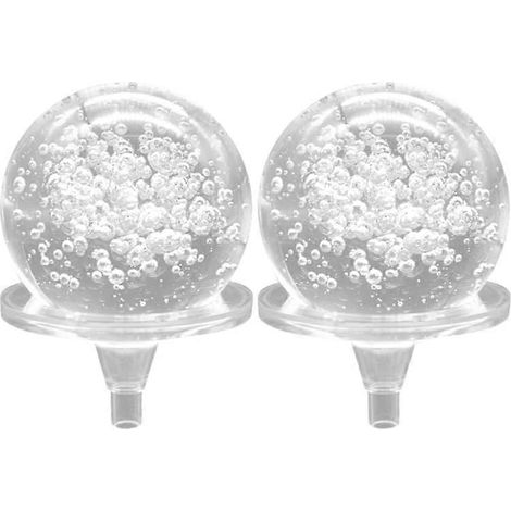 Deux sphères en verre transparent avec supports, convenant aux fontaines ou aux aquariums d'élégantes sphères décoratives pour la maison. (1/5)