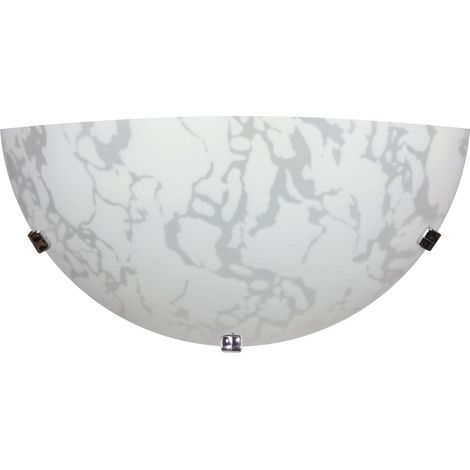 Applique 1xE27 Ganci Cromo Vetro Lastra Bianco Decorato Marmo E-Energy Maida (1/2)