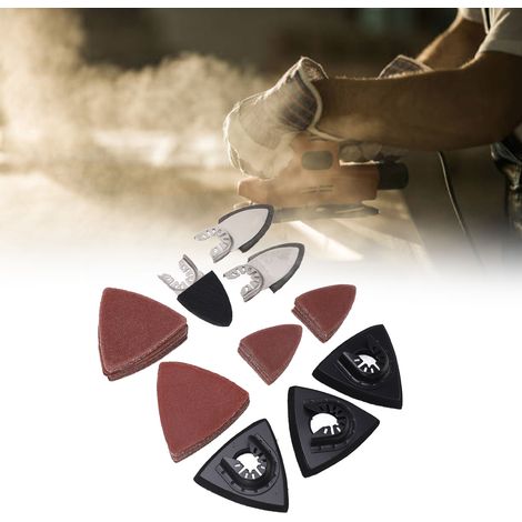 106-teiliges Mehrzweck-Vibrationswerkzeug-Set zum Schärfen von Sägeblättern: 3 dreieckige Schärfscheiben + 3 Fingerschärfscheiben + 100 Stück dreieckiges Schleifpapier (1/5)
