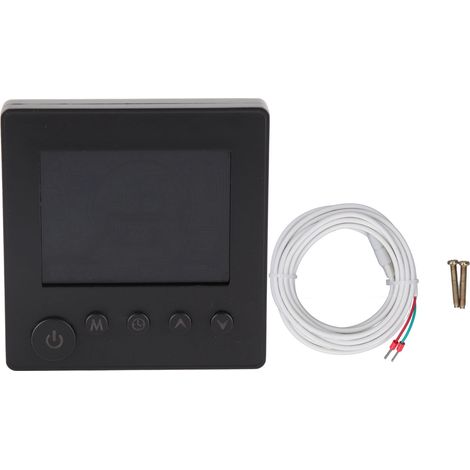 Thermostat intelligent Wi-Fi avec grand écran LCD couleur et application de contrôle pour la maison, le bureau et les supermarchés. Alimentation : 90 V à 240 V CA. Style standard noir. (1/5)