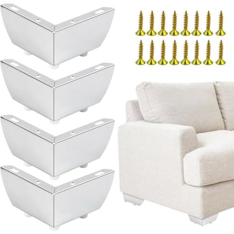 Lot de 4 pieds de meubles, supports triangulaires en métal de 55 mm avec vis pour tables, chaises, armoires, tiroirs, canapés (1/5)