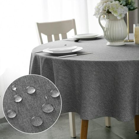 Runde Tischdecke 150cm Dunkelgrau, fleckabweisend & wasserdicht
