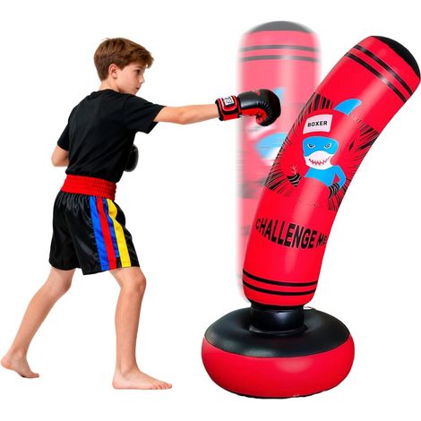 Sac de Frappe Gonflable 47.61 cm Sac de Frappe Anti-Stress Sac de Frappe pour Enfants Garçon/Fille Sac de Frappe Autonome pour Entraînement Thaïlandais Fitness S pour (1/5)