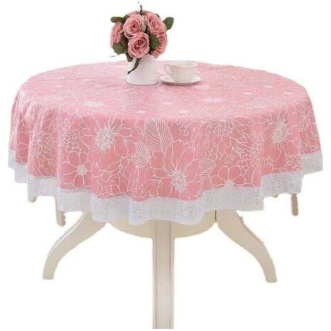 Nappe Ronde PVC Anti Taches, Facile d'entretien Motif de Elégant pour Salle à Manger Party Jardin Picnic (Rose,137cm)