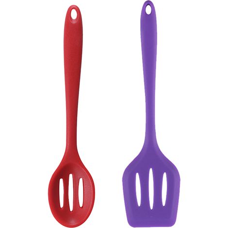 Spatule Cuisine - Silicone Alimentaire - Résistant à la Chaleur Jusqu'à 230 °C - Antiadhésif - Lave-Vaisselle - Lot de 2 (1/5)