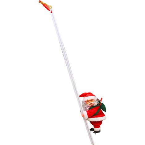 Père Noël plastique électrique chanteur danseur qui grimpe échelle avec piles 3 AA, déco Noël maison arbre fête magasin, 1 poupée avec échelle blanche (1/5)