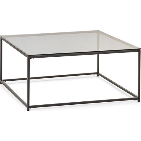 Table Basse carrée, Verre fumé/Noir, Taille Unique (1/5)