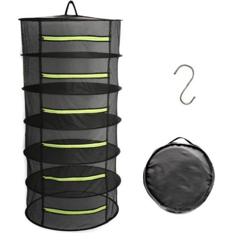 Filet de séchage, 6 couches de séchoir pliant, Filet de séchage Filet de suspension avec Fermetures à glissière, Noir (1/4)