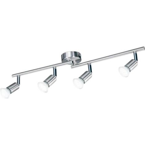 Plafonnier LED sur rail avec 4 spots orientables, ampoules GU10 6W, blanc neutre 4500K (1/4)