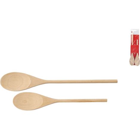 HOMe Set 2 Cucchiai in Legno di Faggio Naturale - 25/30 cm (1/3)