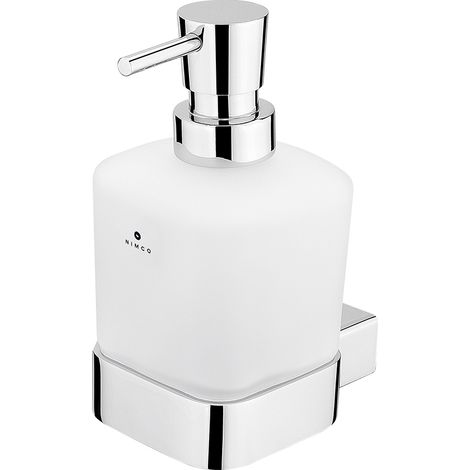 Distributeur De Savon Verre Satiné, Avec Fixation Chrome, Kibo Nimco (1/4)