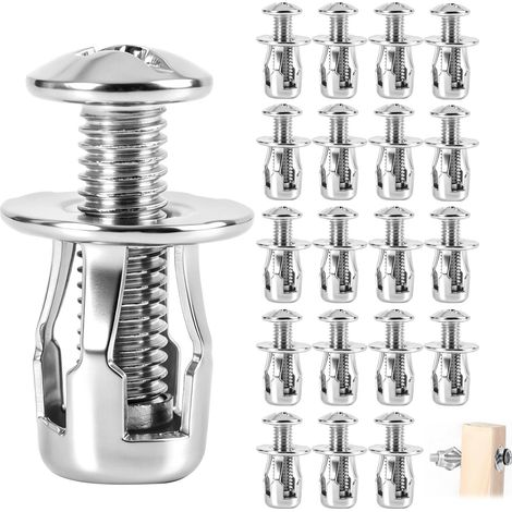 20 Cheville M6 x 25MM, Fixations pour Murs Creuses avec Écrous en Forme de Pétale et Vis en Métal, Adaptées aux Murs Doux et Fins, Idéales pour l'Installation de Équipements Légers (1/5)
