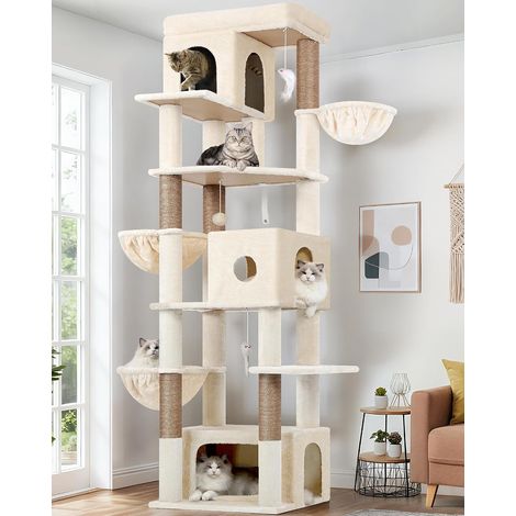 Arbre à Chat Beige XXL 204 cm Stable pour Gros Chats Adulte (1/5)