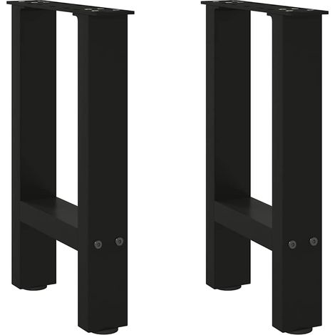 Lot de 2 pieds de table basse carrés modernes réglables 28 x 42-43 cm en acier noir