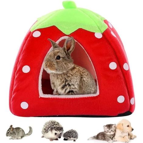 Lit pour Lapin - Maison Cochon d'Inde - Nid de Chat Détachable - Lavable - Antidérapant - Rose (1/4)