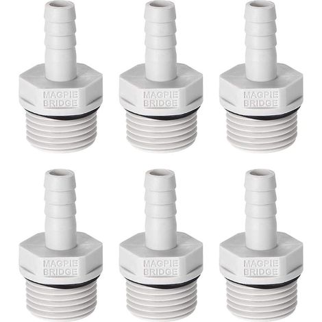 sourcing map 6mm PVC Flexible Connector Adapter 15/64" Barbillon x1/8" G Male Hose 6Pcs 1/2" G x 8mm (1/5)