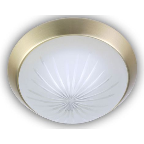 LED-Deckenleuchte rund, Schliffglas satiniert, Dekorring Messing matt, Ø 25cm (1/5)