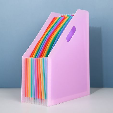 Classeur à accordéon incliné debout A4 - Organisateur de documents extensible à grande capacité, sac de rangement portable pour papiers et copies d'examen adapté au bureau à domicile (1/5)