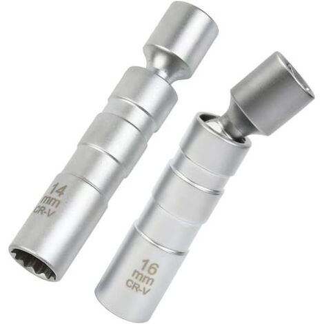 Douille Bougie 16mm/14mm, Cle a Bougie Magnétique, Joint Universel Magnétique Clé à Bougie Allumage pour Retirer Les Bougies D'allumage Automobiles, Clef a Bougie 14mm/16mm (1/5)